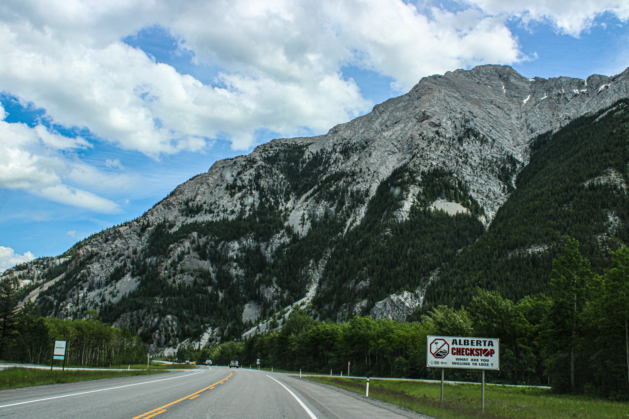 Road through Alberta landscape